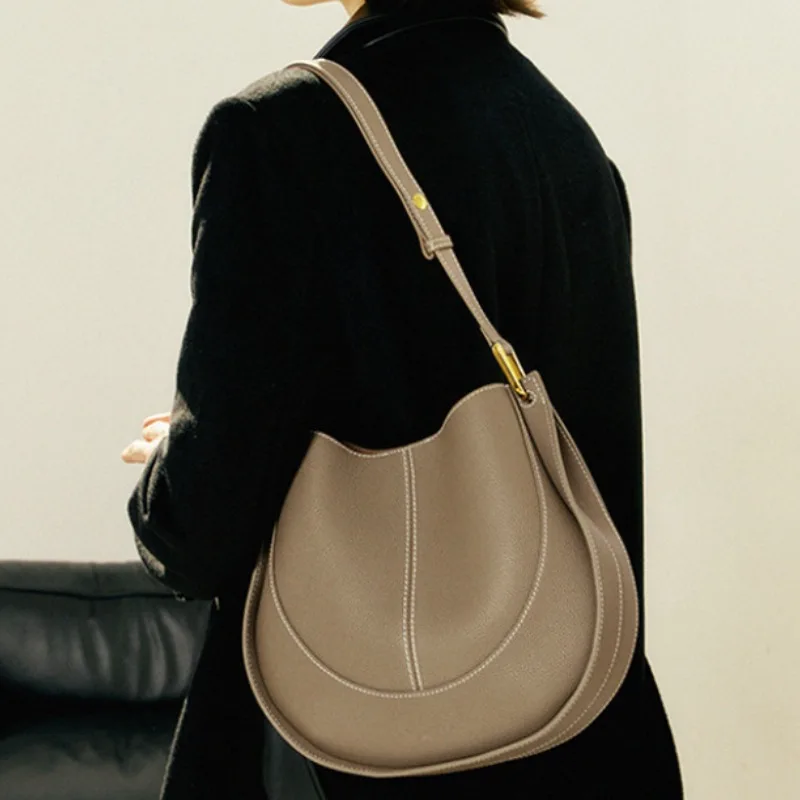 Minority All-match Elegant Shop Leather Texture Messenger Large Capacity Vintage Exposure Handbags New Simple Single-Shoulder