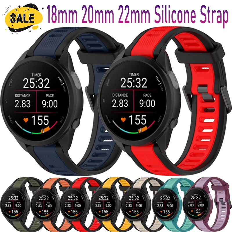 18mm 20mm 22mm Official Silicone Strap For Garmin Forerunner 165 55 265 965 645/Vivomove 3S/Trend Breathable Bracelet Venu 3/2 S