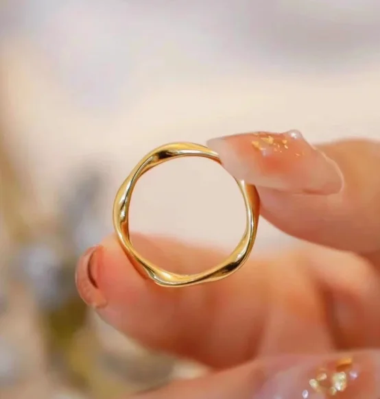 

24k pure gold rings for women 999 real gold finger rings wedding rings about 0.65g/pc