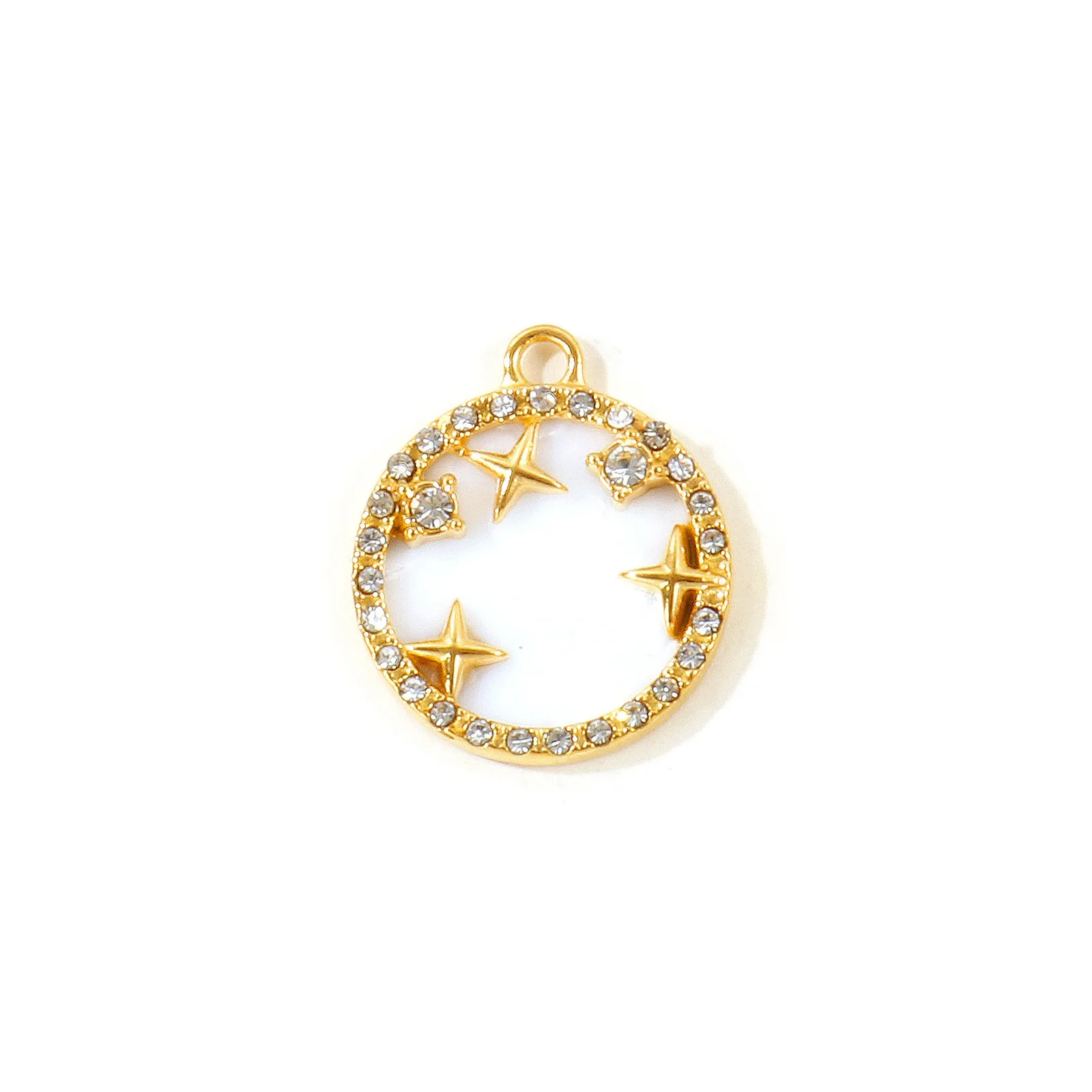 2 Stück Natürliche Muschelanhänger Runder Stern Klarer Strass Augen des Gottes 18K Vergoldet 304 Edelstahl Anhänger für DIY Halskette – Detail 8