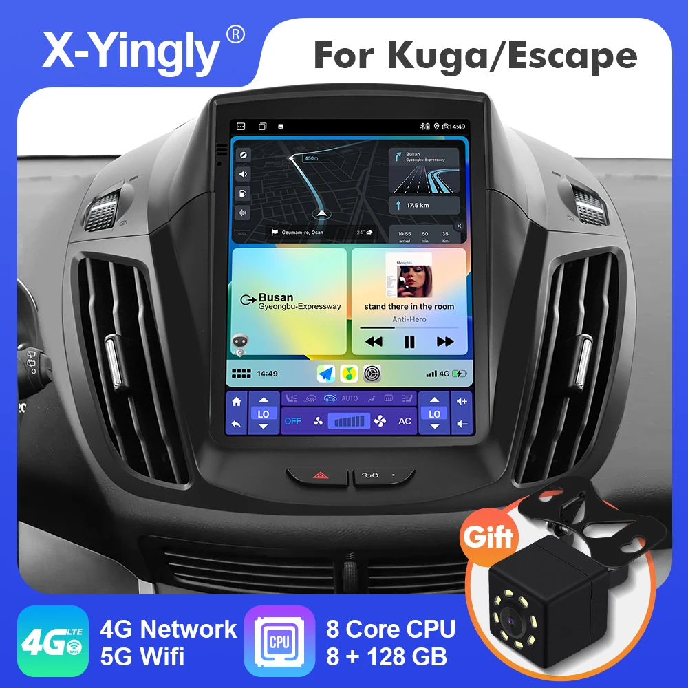 

Android 12 Car Radio Multimedia Player for Ford Kuga 2 Escape 3 C-Max 2012-2019 Tesla Style Navigation 8 core Carplay 4G 2 Din