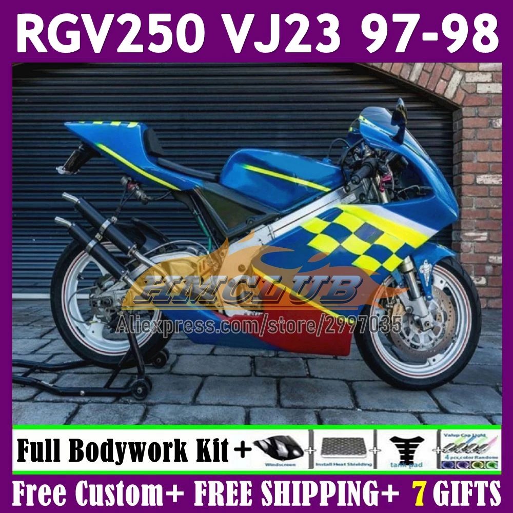 Movistar Blue Bodys For SUZUKI RGV250 SAPC VJ23 VJ 23 Bodywork 60No.160 RGVT250 RGV-250 RGVT-250 1997 1998 RGV 250 97 98 Fairing