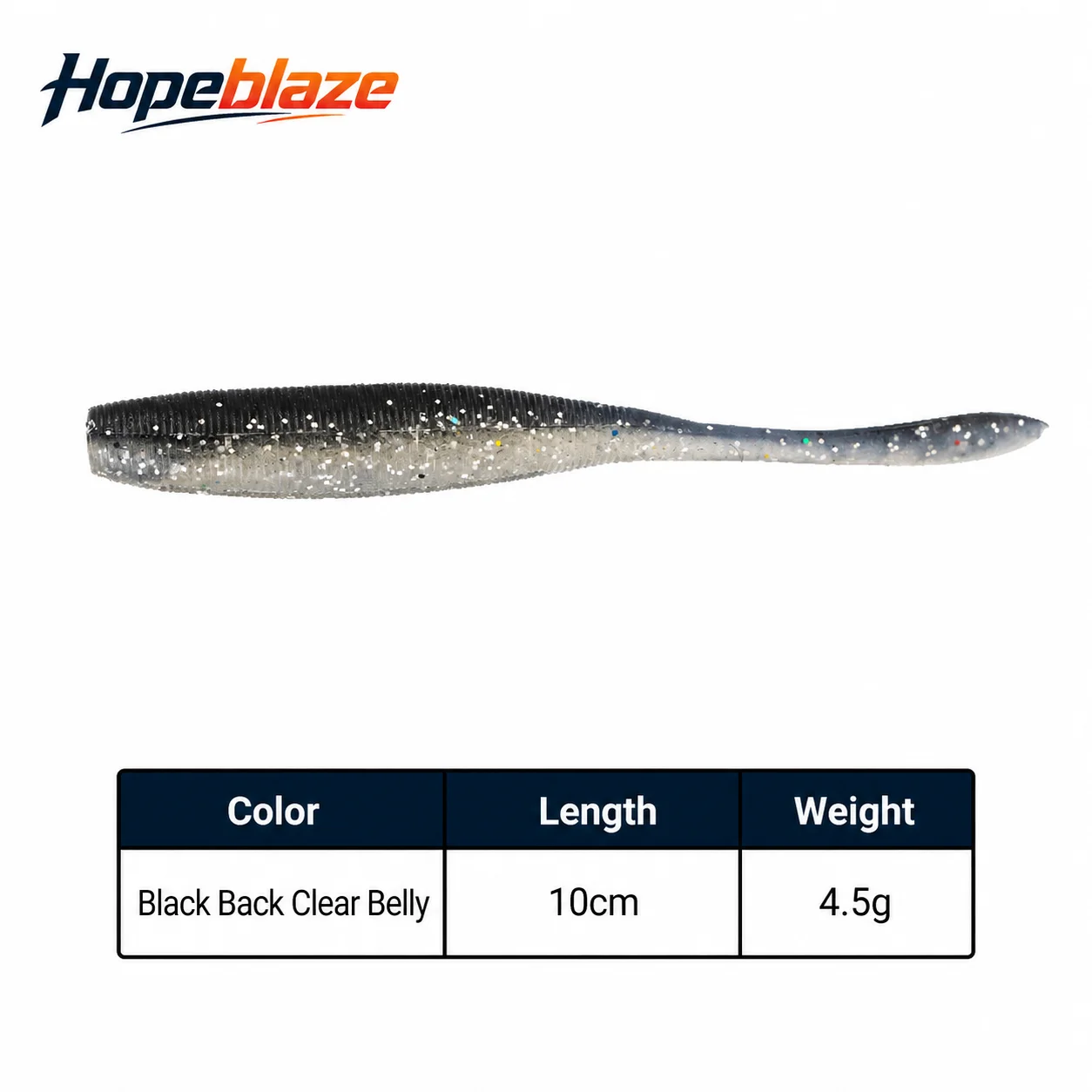 Hopeblaze Salziger Pin-Tail-Wurm Weichköder 7,5/10cm PVC Gerippter Swimbait für Barsch, Schlangenkopf, Süßwasser, Texas Rig Angelköder