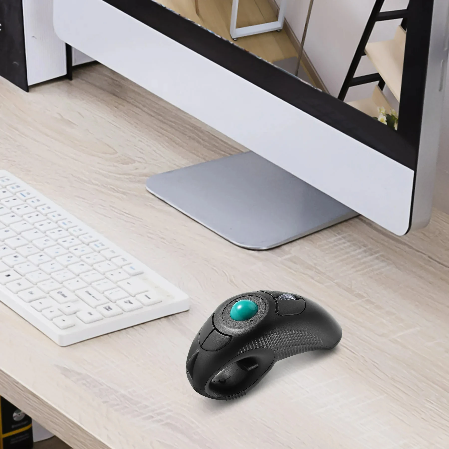 Imagem -02 - Mouse de ar sem Fio Controlado por Polegar Mouse Trackball Portátil Porta Usb Optical Trackball Mice para Tablet pc e Ios Novo 2.4ghz