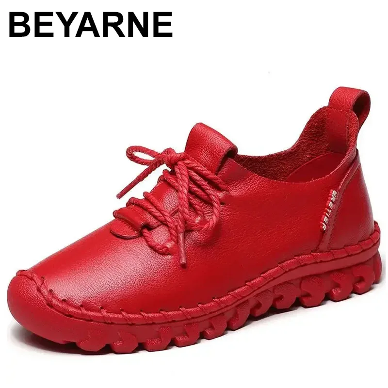 

2025 г., женская обувь ручной работы из натуральной кожи, модные повседневные кроссовки, женские лоферы на плоской подошве в стиле ретро со шнуровкой, дышащая вулканизированная обувь