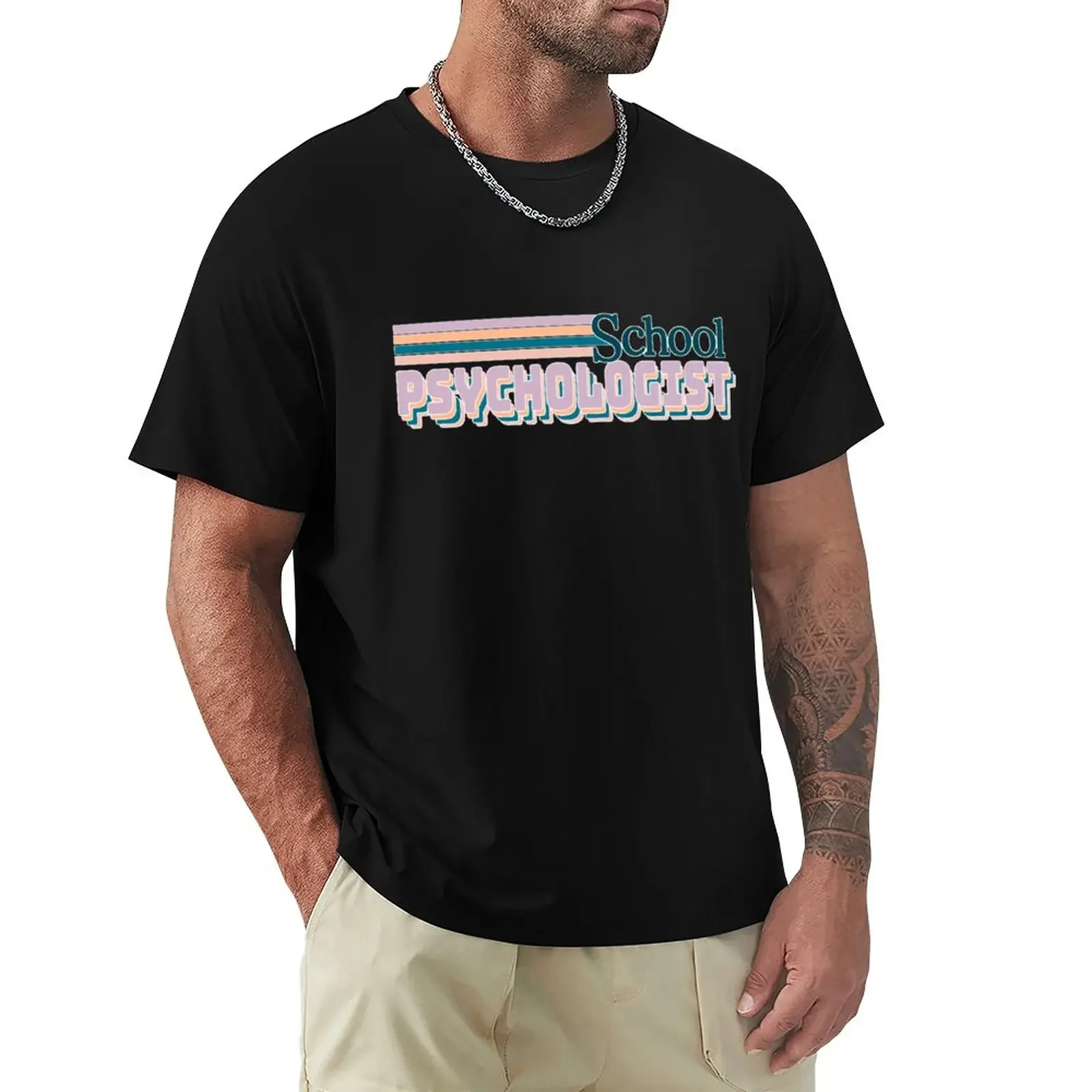 

School Psychologist Retro Cute T-Shirt oversized boys whites Short sleeve tee men