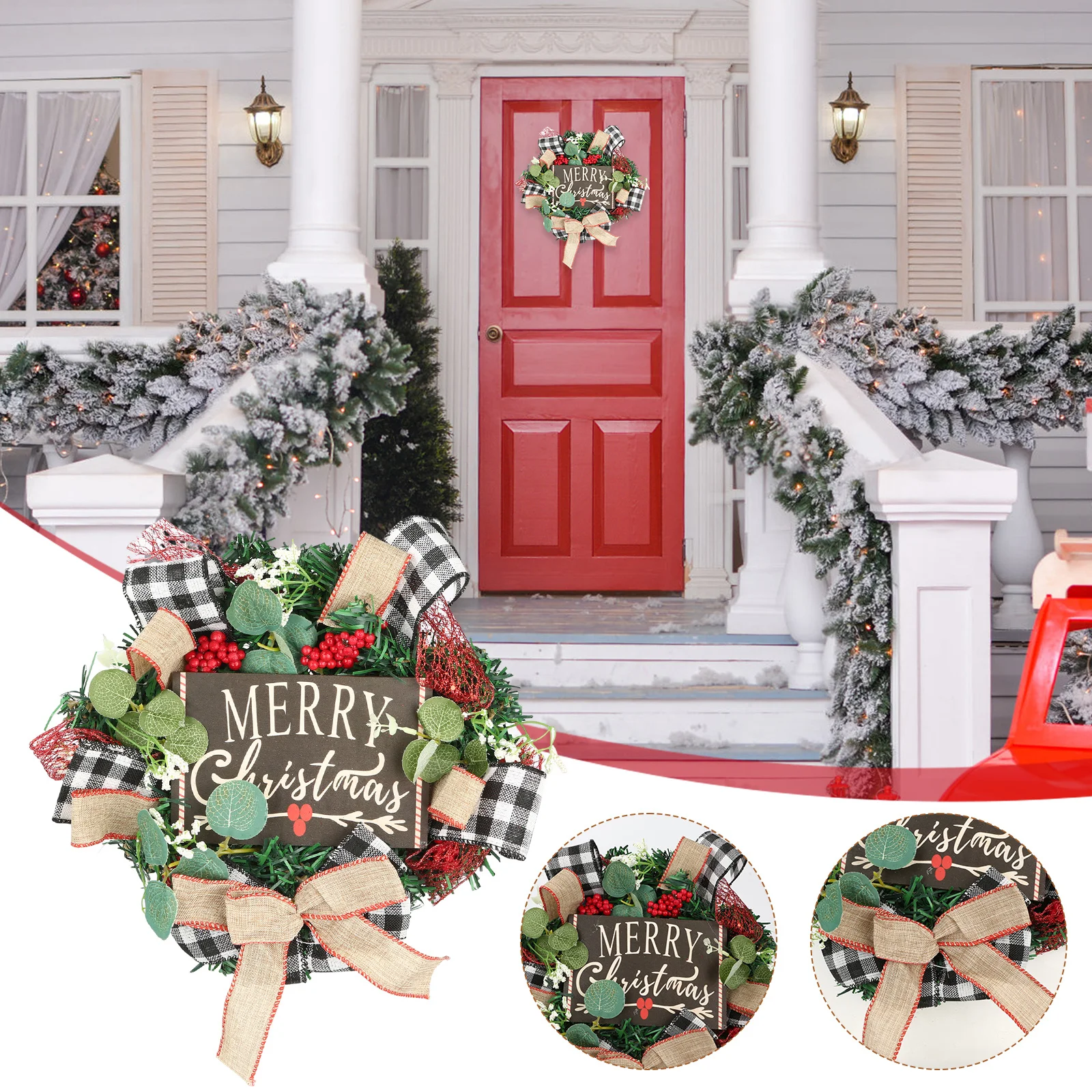 Christmas Window Wall Wreath Seasonal Welcome Sign Front Door Decoration for Christmas Thanksgiving Decor wzpi