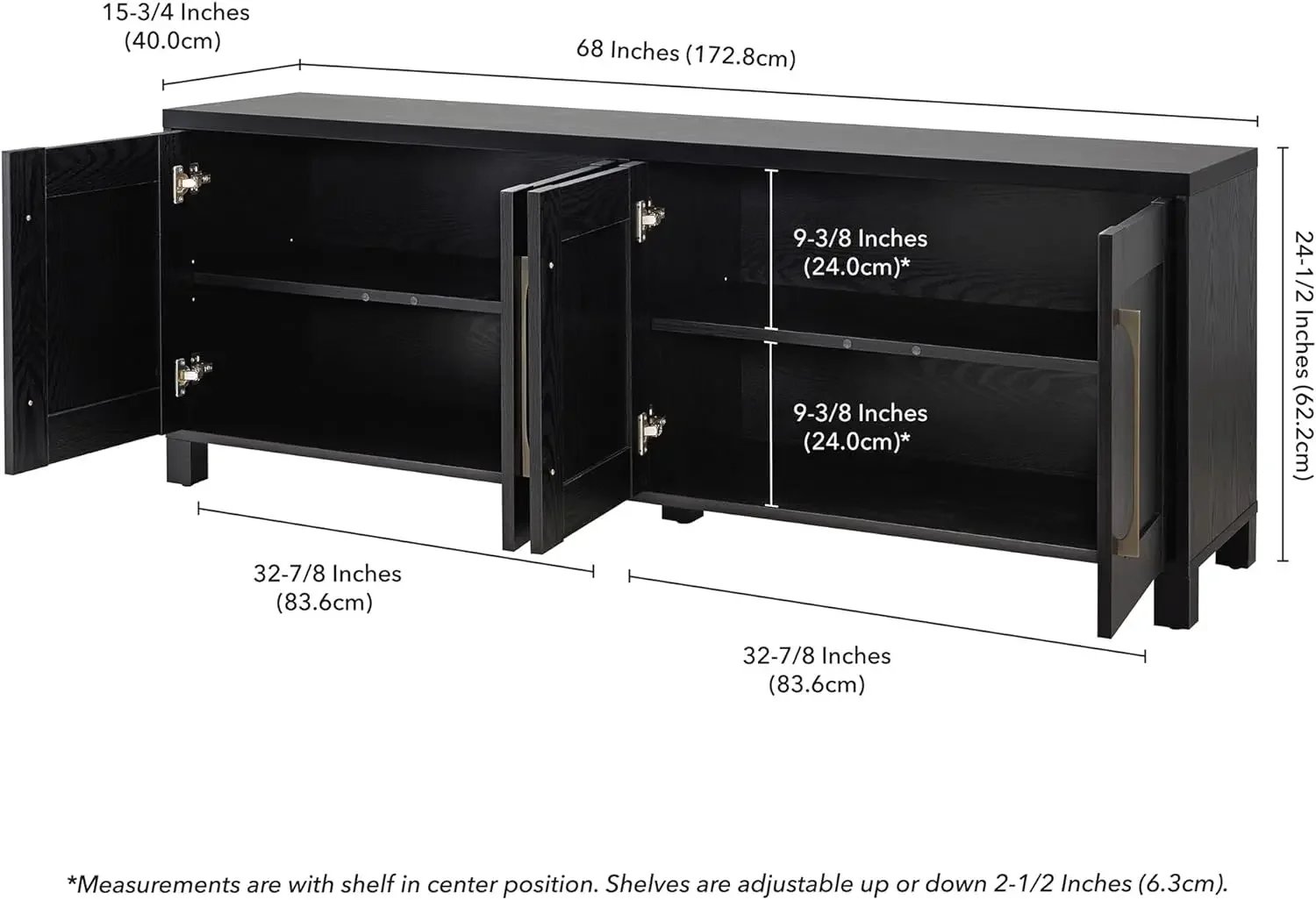 Retangular TV Stand para sala de estar, preto grãos Stands, TV Stand para sala de estar, móveis para até 80"