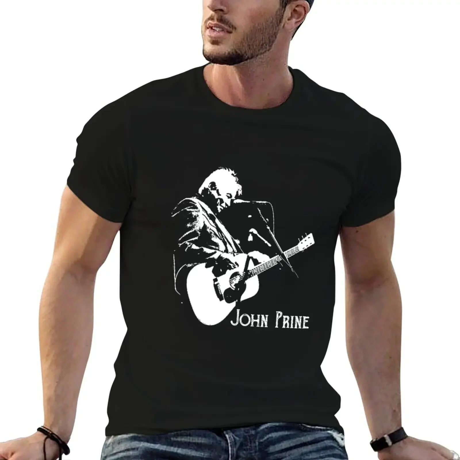 

John Prine Guitar Fanart T-Shirt man clothes basketball graphic tees new gifts and t-shirts fitted t shirts for men