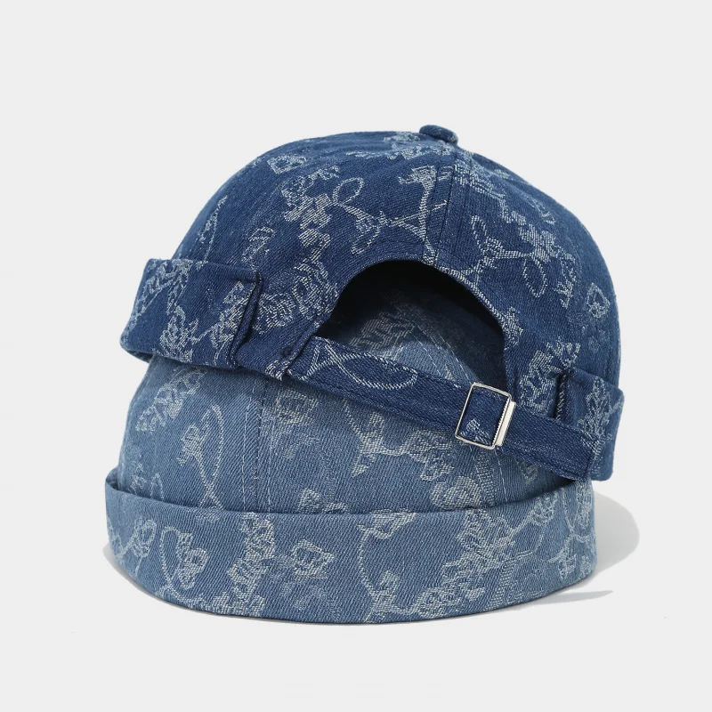 Melon Cap Alley Style Fashion Minimalist Vintage Washed Denim Docker Hat Niche Designer Brimless Dad Hat