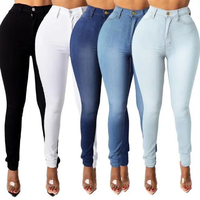 Skinny Jeans High Waist Damskie jeansy Skinny Fit z zamkiem błyskawicznym i kieszeniami Streetwear Moda dla stylowego wyglądu Denim
