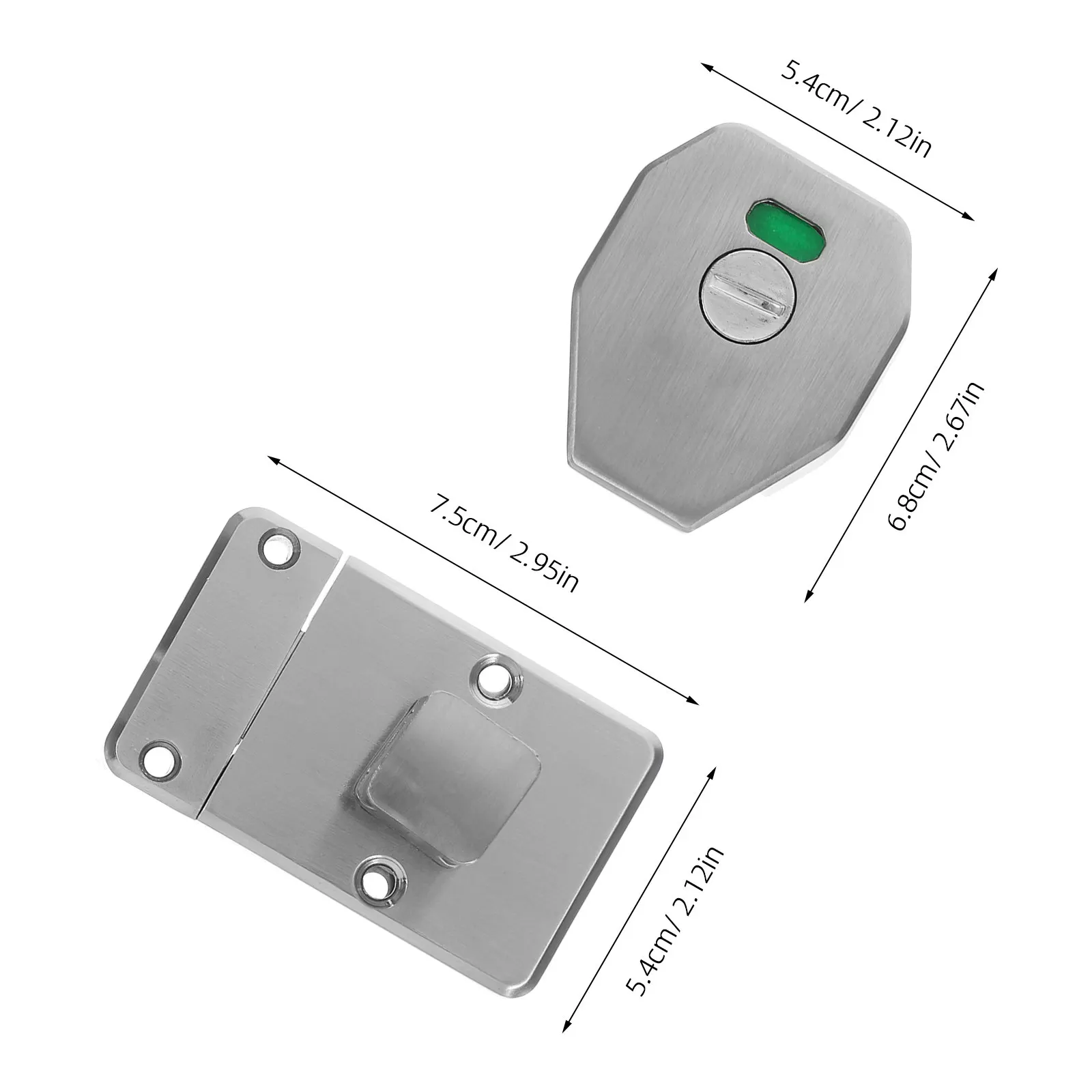 Stainless Steel Bathroom Partition Lock with Occupancy Indicator Clear Vacant Occupied Sign Public Restroom Stall Door Latch