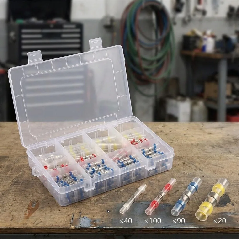 Waterproof Solder Seal Wire Connectors Heat Shrink Butt Terminals Electrical Crimp Kit For Car Marine Auto Wire For Splice