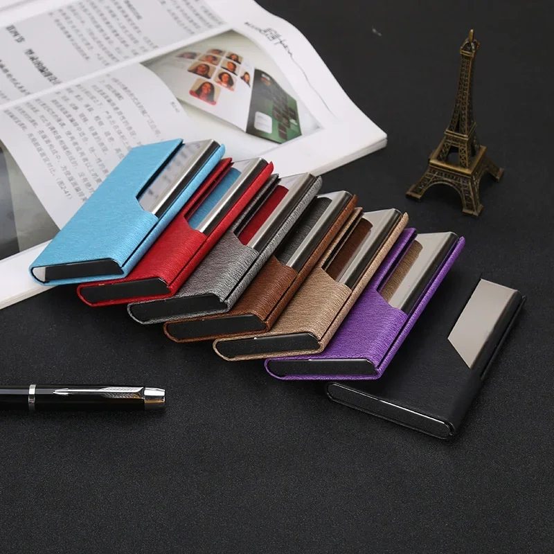 Laser Engraved LOGO Luxury Business Card Case Men's Creative Aluminum PU Case Cover Credit Card Business Card Holder Wallet