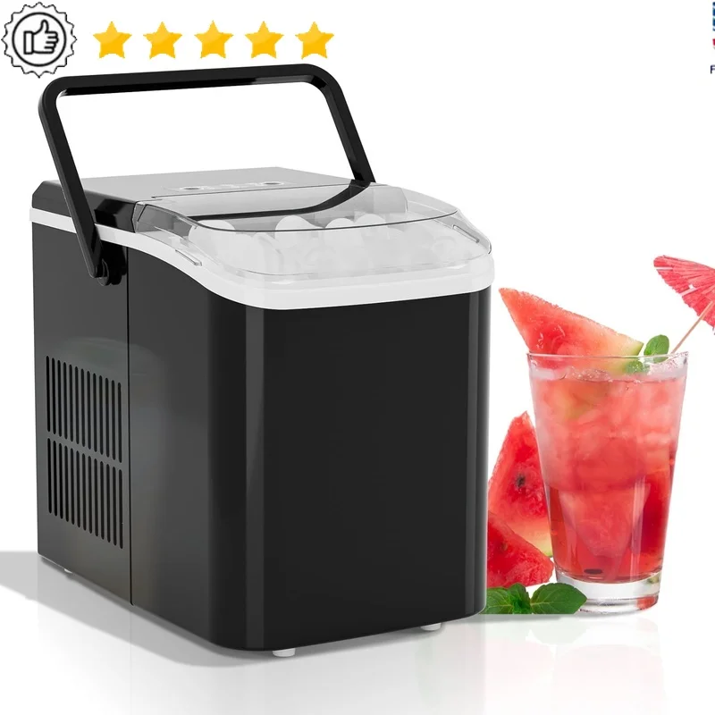 

Portable Ice Maker Machine Self-Cleaning 26.5lbs Daily Output Bullet Ice Maker with Ice Scoop Basket and Handle Kitchen Camping
