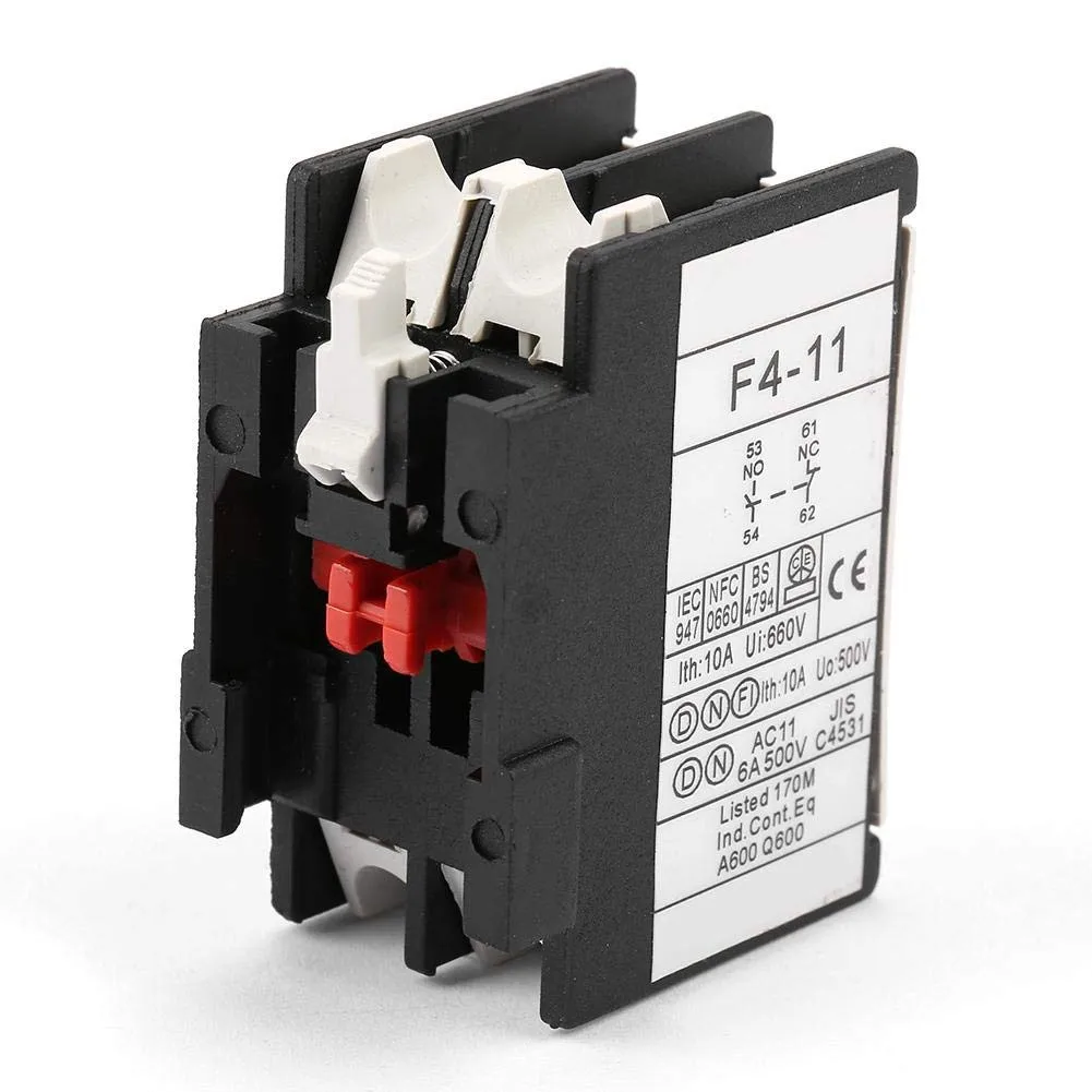2PCS Auxiliary Contact Blocks for LADN11 with 1NO and 1NC Contacts Model F4 11 Compatible with CJX2 AC Contactor