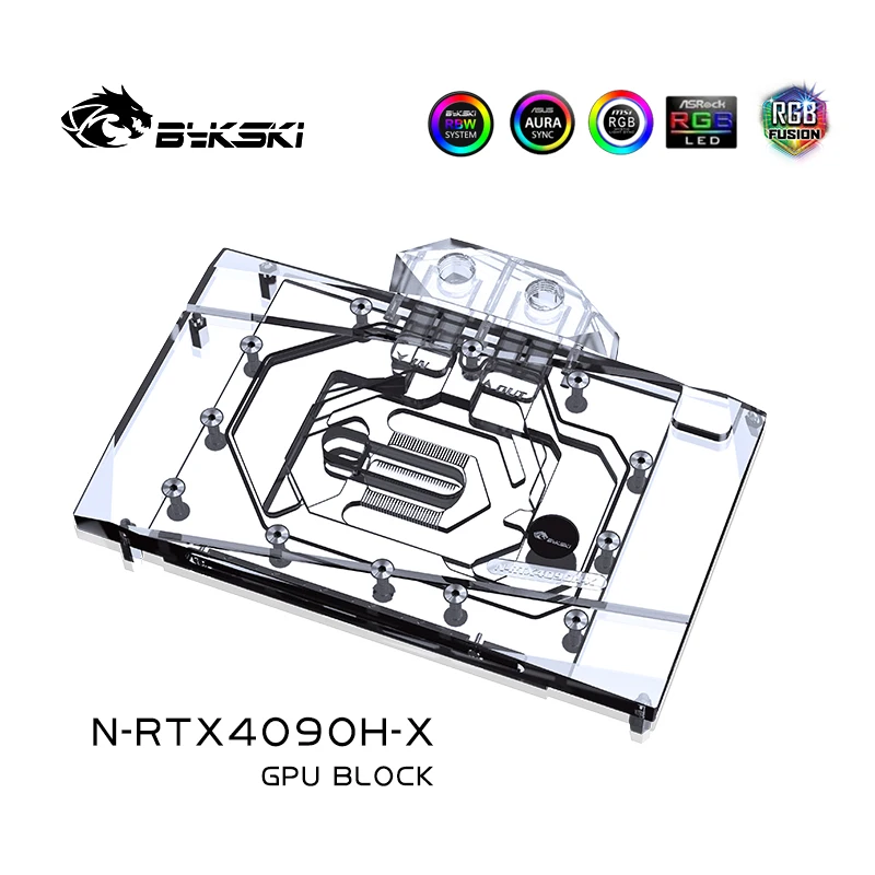 Imagem -04 - Bykski-nvidia Rtx4090h-x Gpu Block Use para Rtx 4090 Reference Edition Rtx4090 Aic Video Card Refrigeração a Água Radiador de Cobre