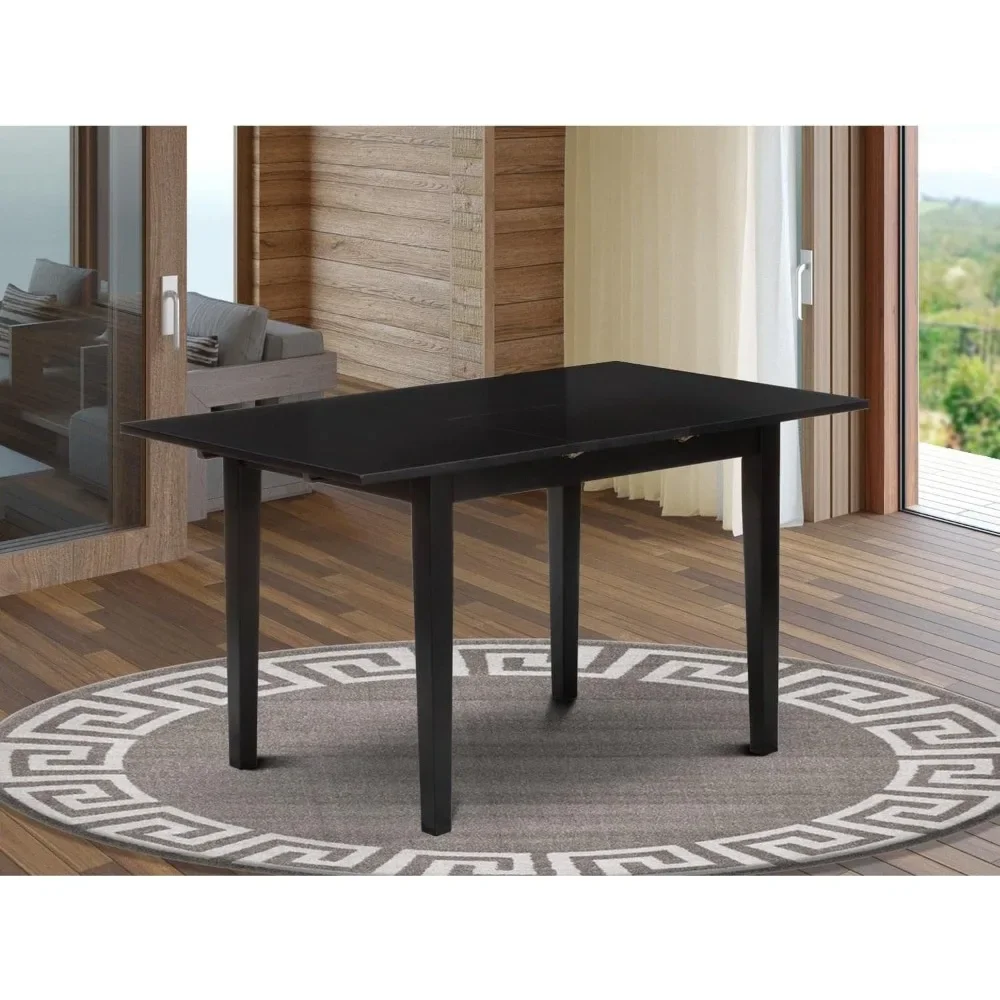 Norfolk Kitchen Rectangle Dining Table Top with Butterfly Leaf, 32x54 Inch, Nft-blk-t