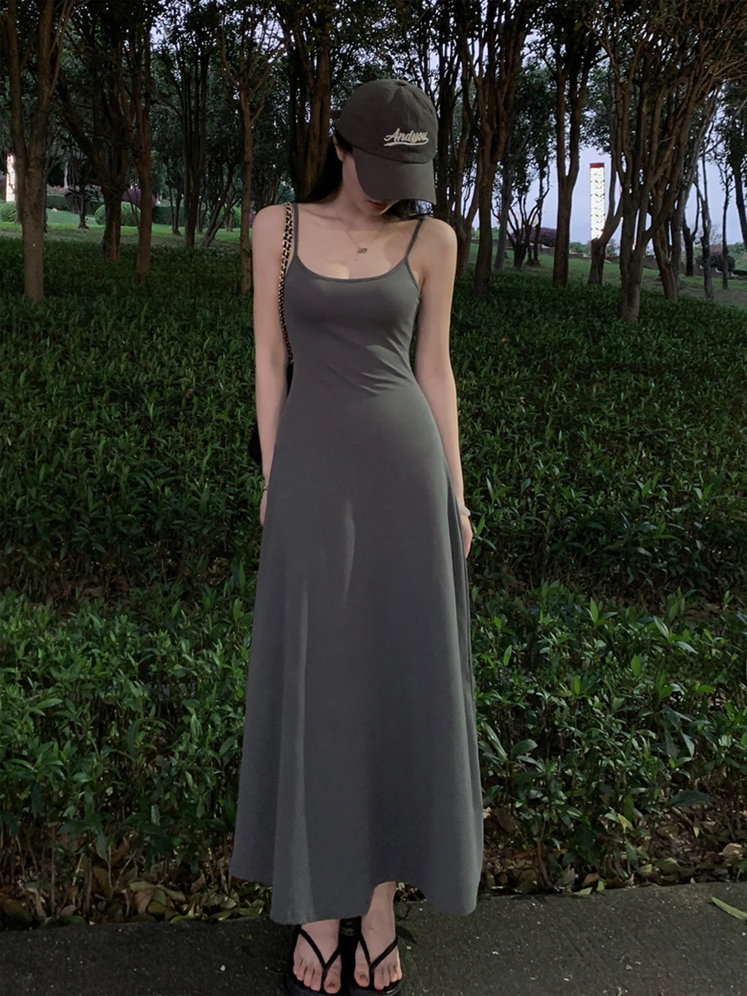 Kardaian Bla épicé minceur longue Dr décontracté belle Strapl Dr 2024 nouvelles femmes été taille haute coton a-ligne Dr