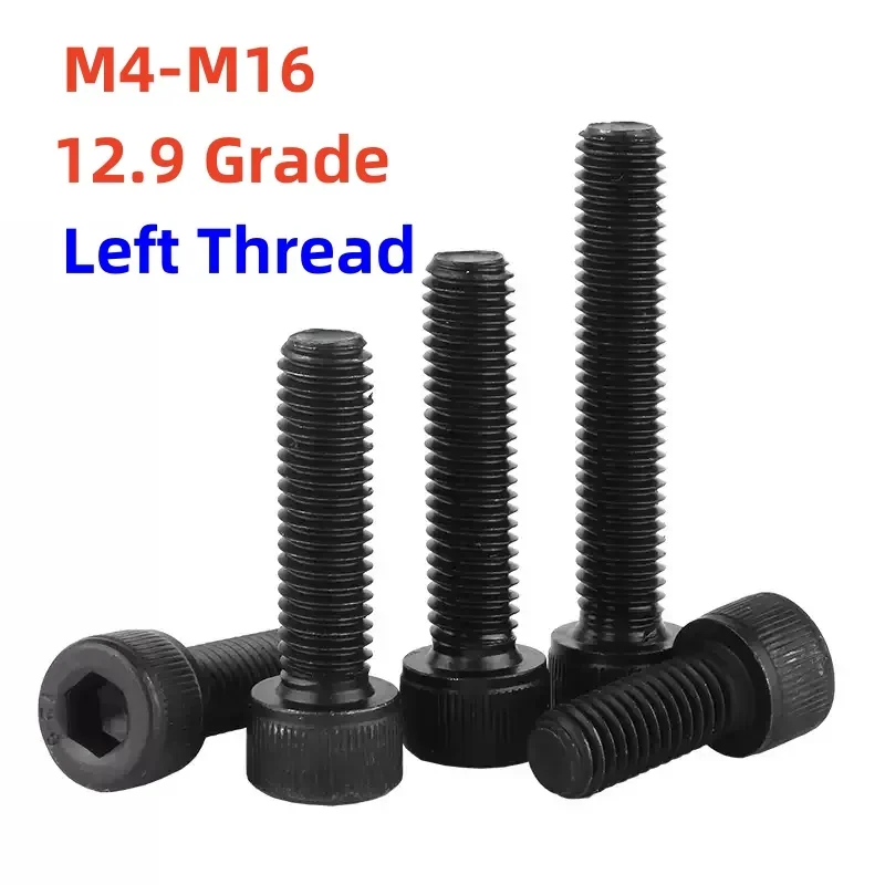 M4 M5 M6 M8 M10 M12 M16 Black 12.9 Grade Steel Left-handed Thread Allen Bolt Reverse Thread Hexagon Hex Socket Bolt