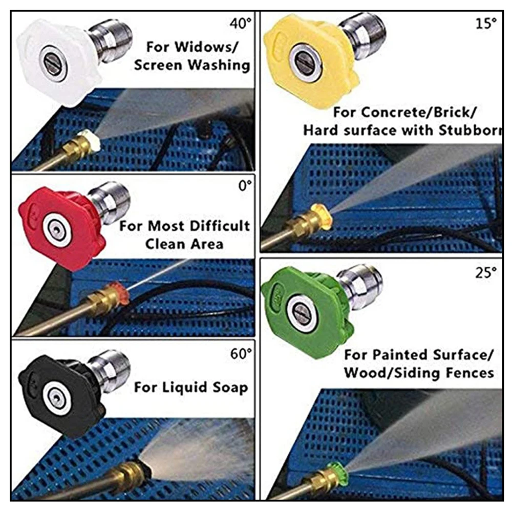 JUNGLEFLASH-Bico De Lavagem De Carro, 6in 1, Conector Rápido, Lance De Jato De Metal, Lavadora De Alta Pressão, Bico De Pulverização