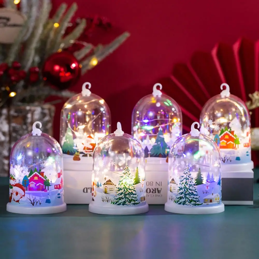 Luminous Christmas Snow Globes Lamp Diy Craft Santa Claus Xmas Decoration Night Light Battery Operated Snowman