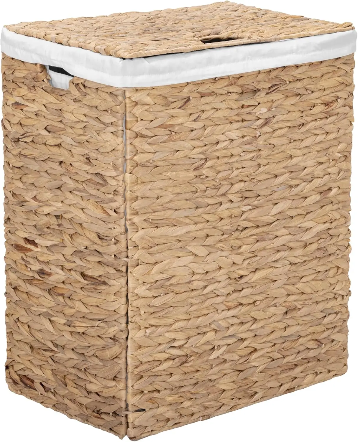 

Natural Handwoven Laundry Basket with Removable Liner, Collapsible Design, 18.5x12.2x24 Inches