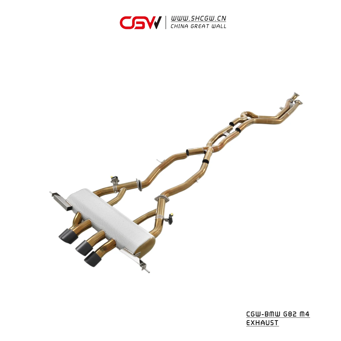 Direct Source Of CGW Performance Cooked Gold Titanium Equal Length Full Exhaust System Pipes With Mid Tips For BMW G80 G82 M3 M4