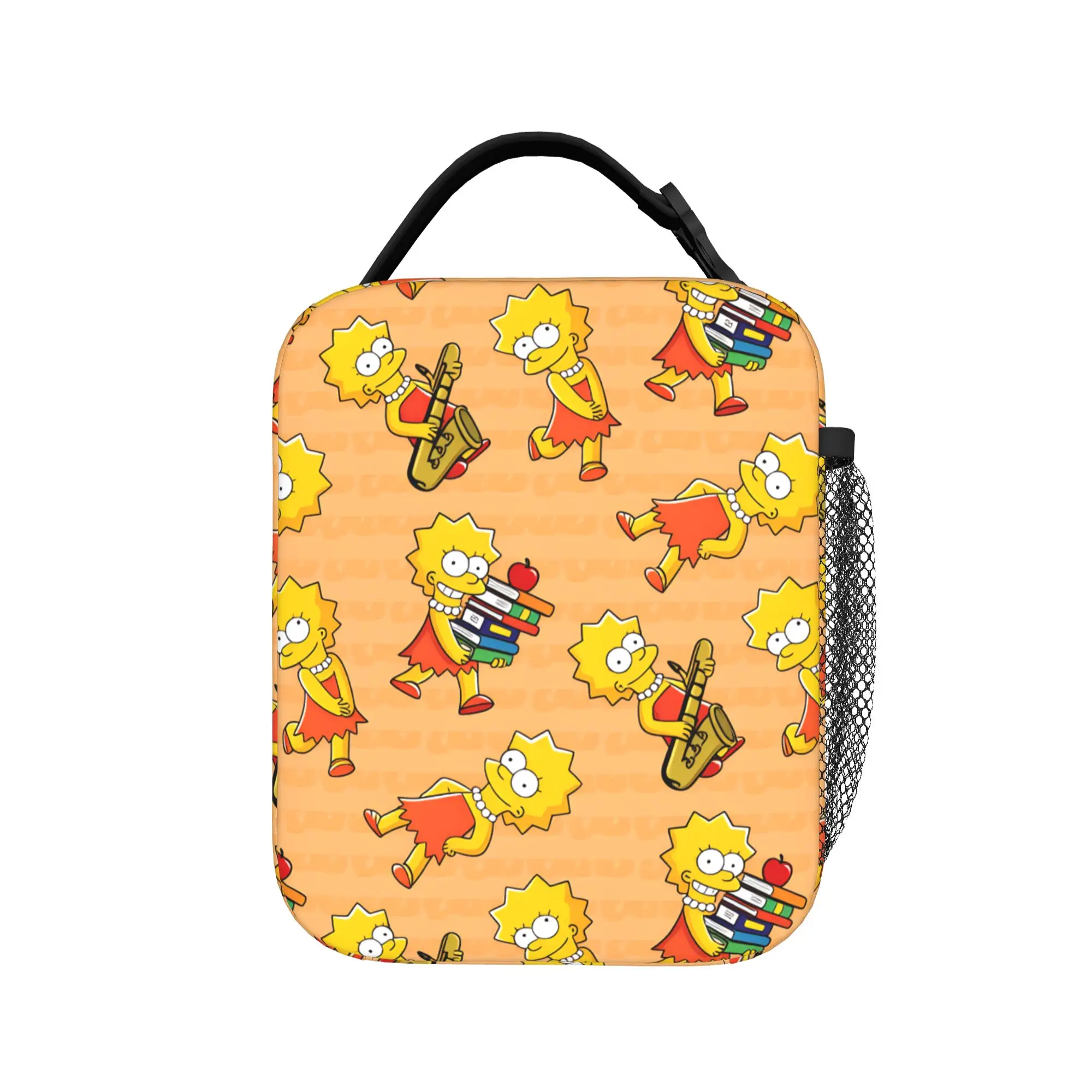 

Сумка-холодильник S-Simpsons Lisa с книгами и яблоком, дизайнерская сумка для обеда для взрослых, портативная термосумка для пикника на открытом воздухе, сумка-тоут