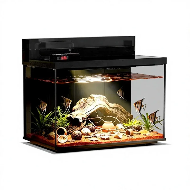 Smart rectangular glass 30L desktop aquarium with automatic circulation filter suitable for living room use