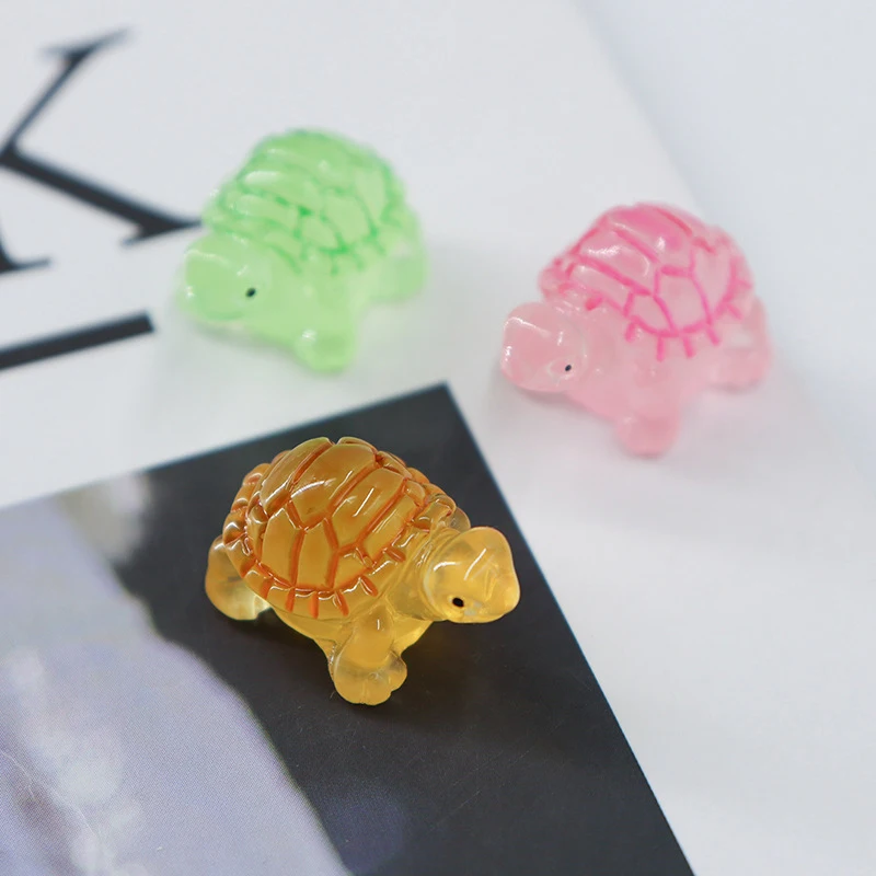 New 6Pcs Luminous Turtle Micro Landscape Figure Ornament Outdoor Glowing Miniature Statue Potted Mini Garden Accessories