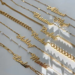 Custom Name Necklace for Men Women Stianless Steel Personalized Minimalist Nameplate Waterproof Pendant Chrismas Jewelry Gift