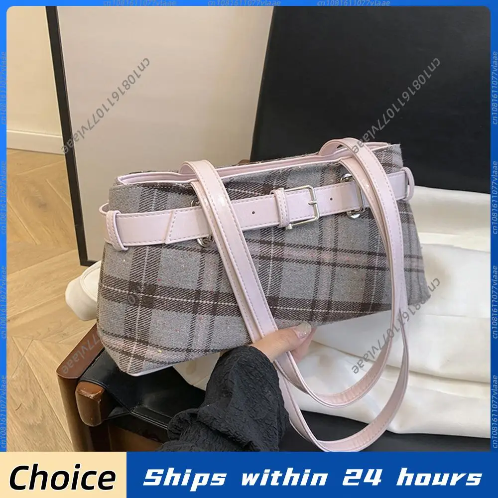 

Women Girls Canvas Plaid Fashion Checkerboard Handbag with Zipper Checkered Shoulder Bag for Work Travel