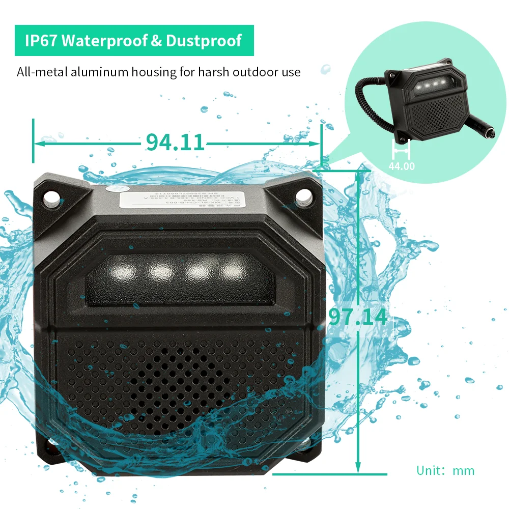 Pedestrian Warning Device Blind Spot Alarm Speaker Rs485 Interface Vehicle Voice Alarm Ip67 Waterproof Audio Visual System