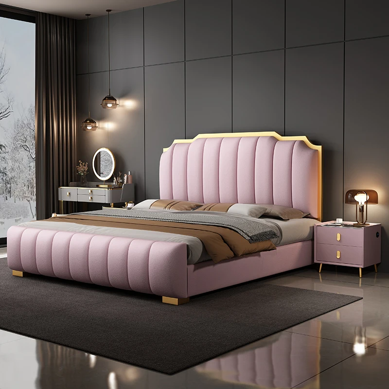 king Size Double Bed Frame Multifunctional Set Designer Latest Modern Luxury Wood Box Bedroom Furniture Soft Up-holstered Beds - view 3