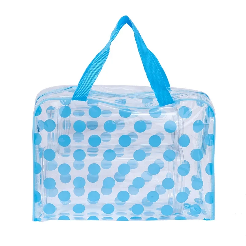 PVC Transparent Waterproof Toiletry Bag Storage Bag Ladies Dot Cosmetic Bag Travel Dustproof Clothing Storage Bag Wash Bag