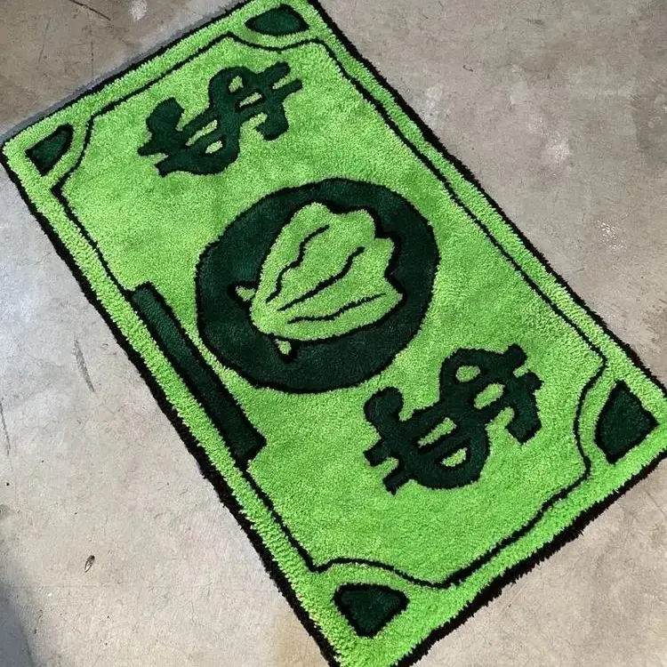 Green Dollar Shell Cartoon Money Carpet Floor Mat Living Room Bedroom Bedside Blanket Special-shaped Rug Home Decor Gifts