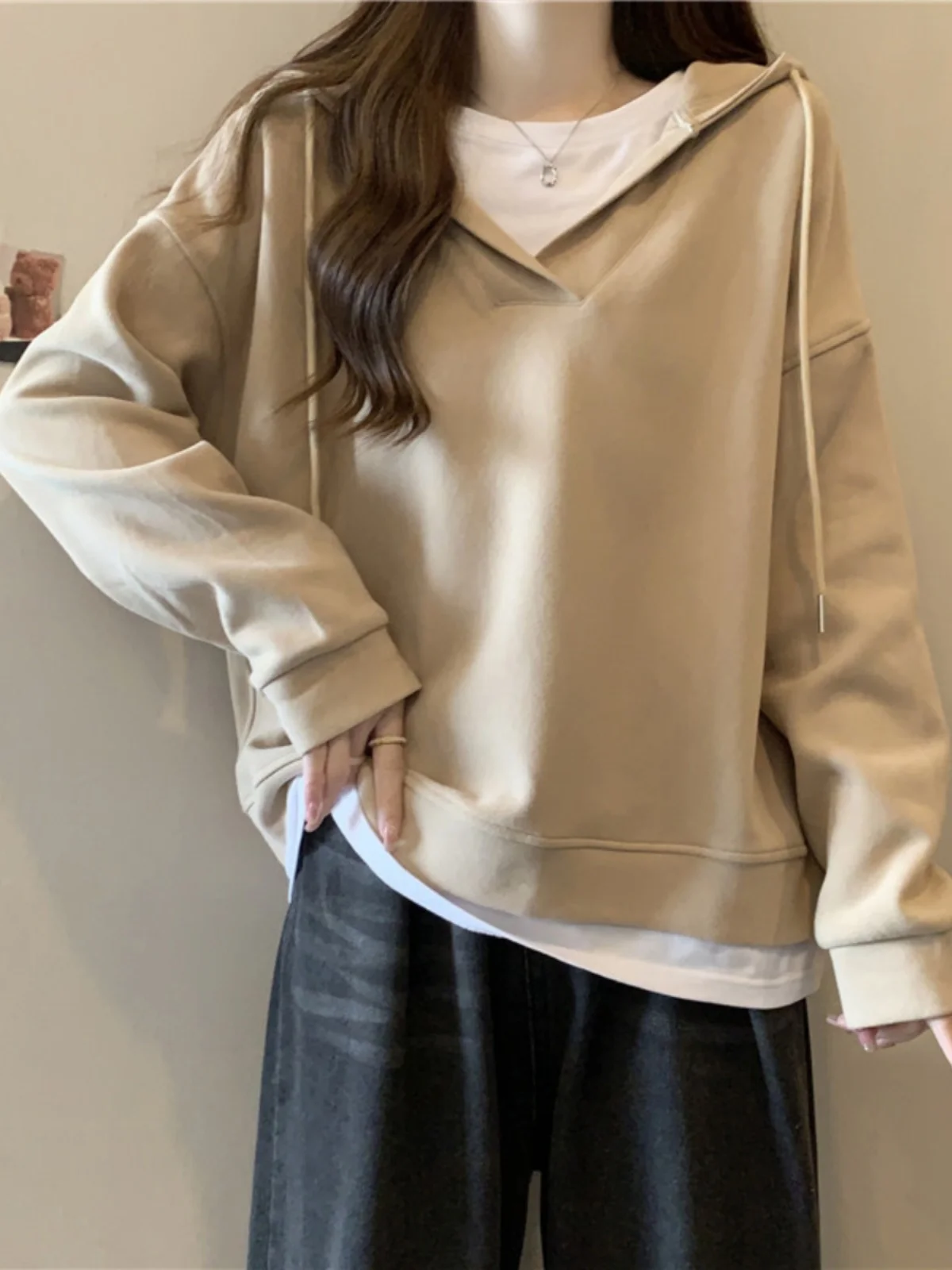 

Толстовки с капюшоном большого размера для женщин Y2K Polerones Гибкие хипстерские сезонные дымчатые реглан Индивидуальные минималистичные множественные белые сладкие