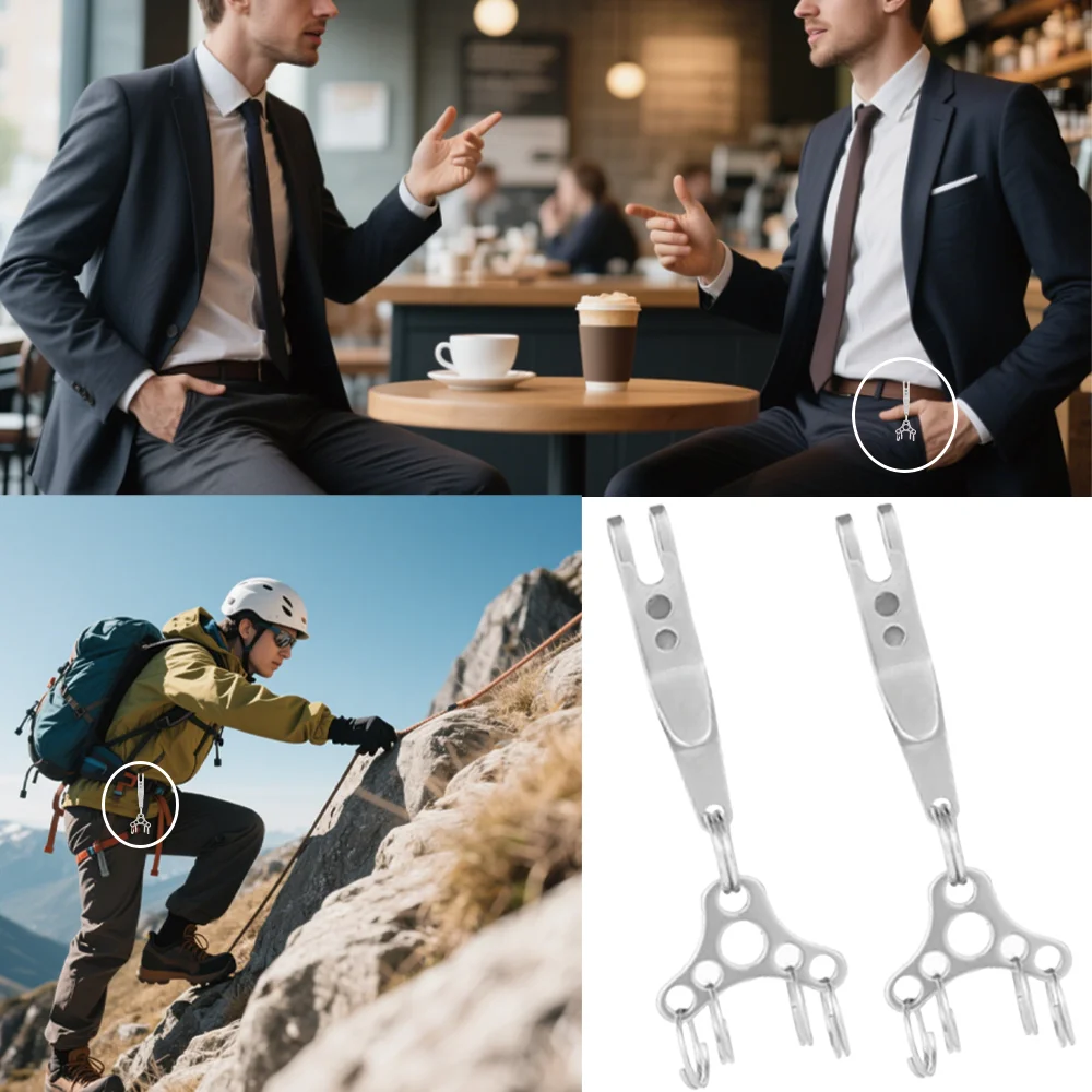 

Outdoor back clip with adjustable and easy to pull buckle, suitable for fishing, road trips, camping, and comes with a keychain.