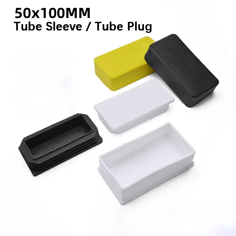 1-4PCS 50x100mm 5x10cm Square Tube Outer Rubber Sleeves Table Chair Stool Foot Covers Non-Slip Floor Protectors