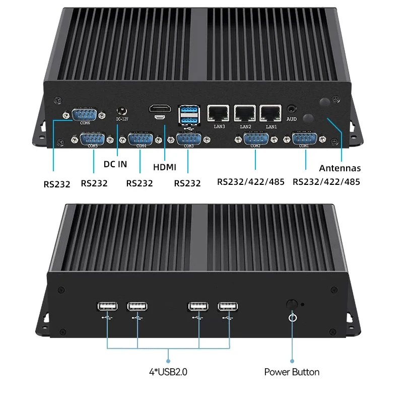 Industrial PC Intel i3-1115G4 i5-1135G7 i7-1165G7 Celeron J6412 Windows10/11 Linux WiFi 4G 5G LTE 6x COM 3x Ethernet LVDS GPIO