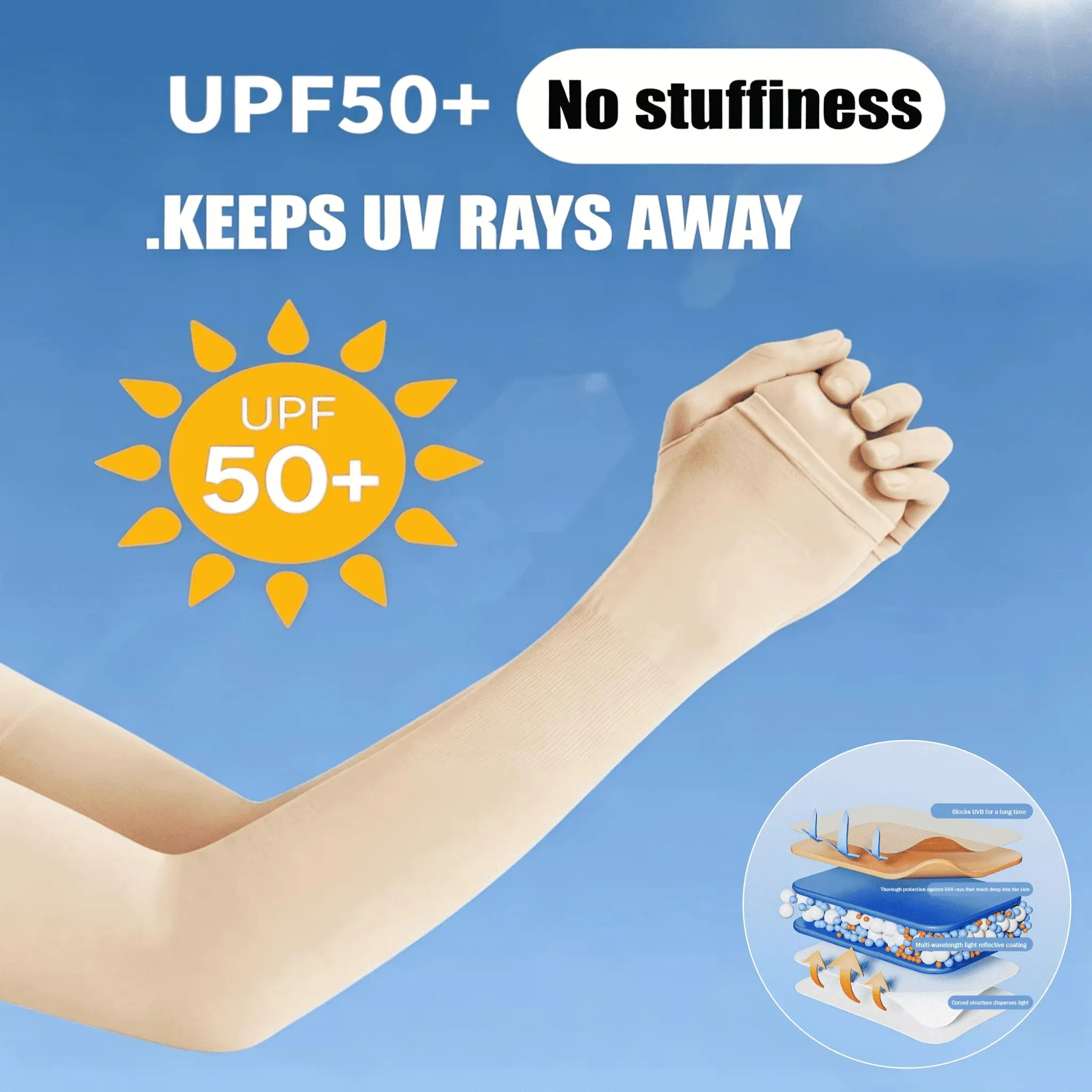 Cooling Arm Sleeves UV Protection Breathable Sun Block Covers for Cycling Running Driving Outdoor Sports