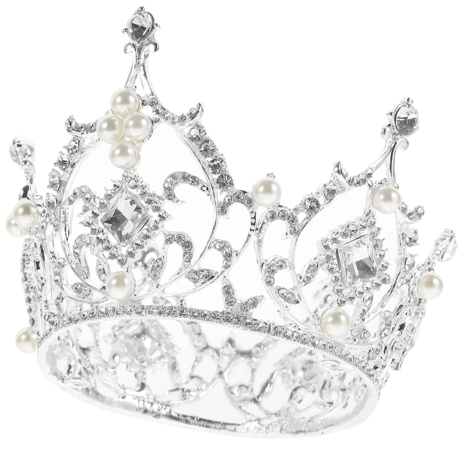 

Princess Crown Round Baroque Style Luxury Rhinestone Wedding Tiara For Women Bridal Hair Accessories Retro Crown