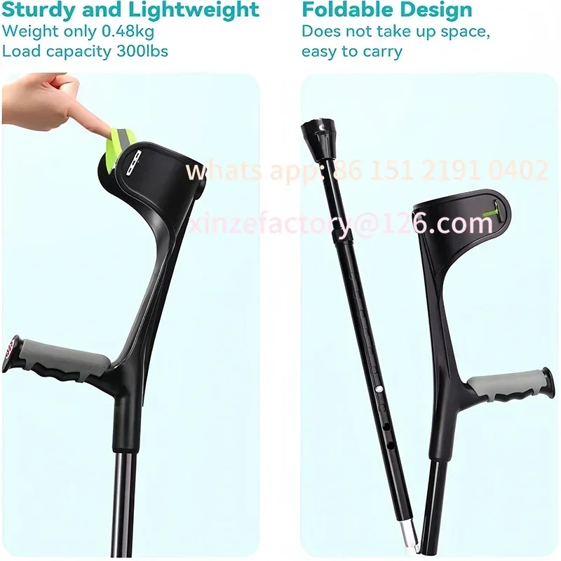 

Customizable Stampelle per avambraccio camminare Stampella regolabile con polsino antigoccia Bastone da passeggio