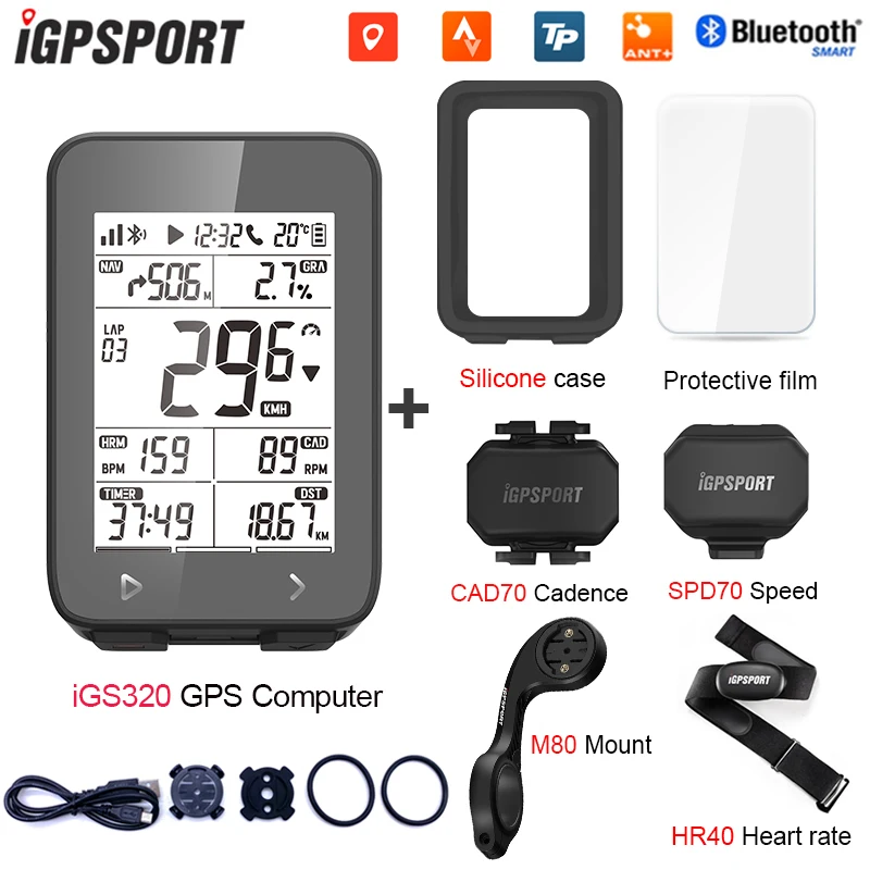 IGPSPORT IGS320 Cycling Computer IPX7 Bluetooth 5.0 ANT+ GPS 72H Battery Life Wireless Speedometer Bicycle Stopwatch Type-C