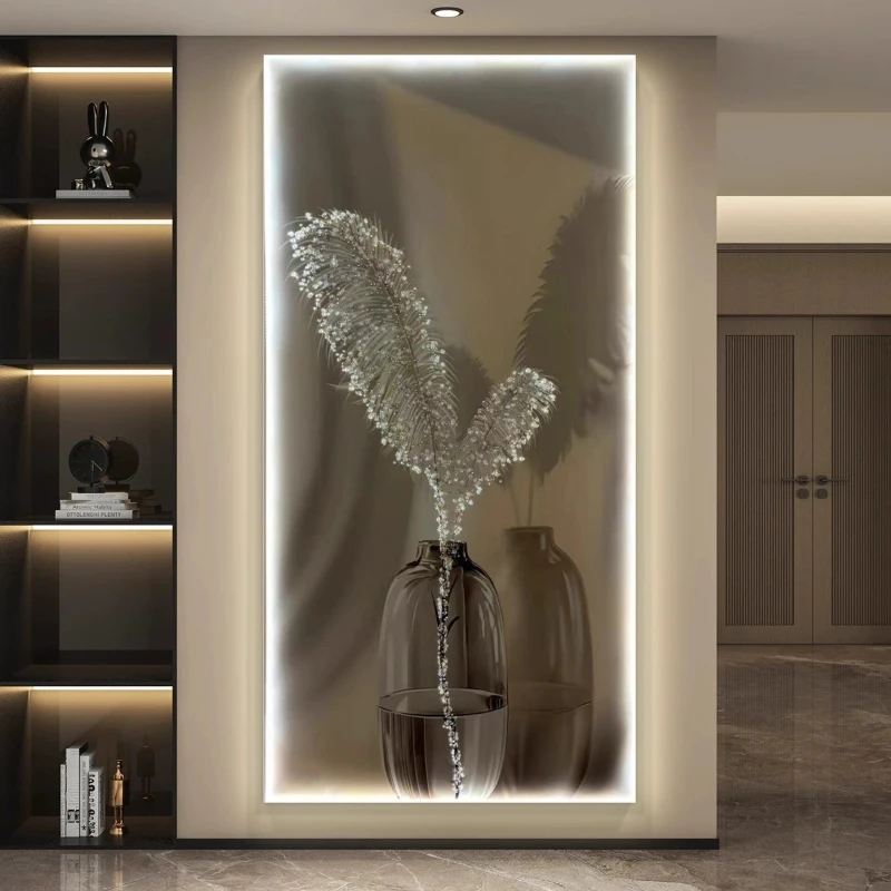 

Light luxury feather entrance decorative painting voice-activated induction led lighting painting corridor aisle hanging