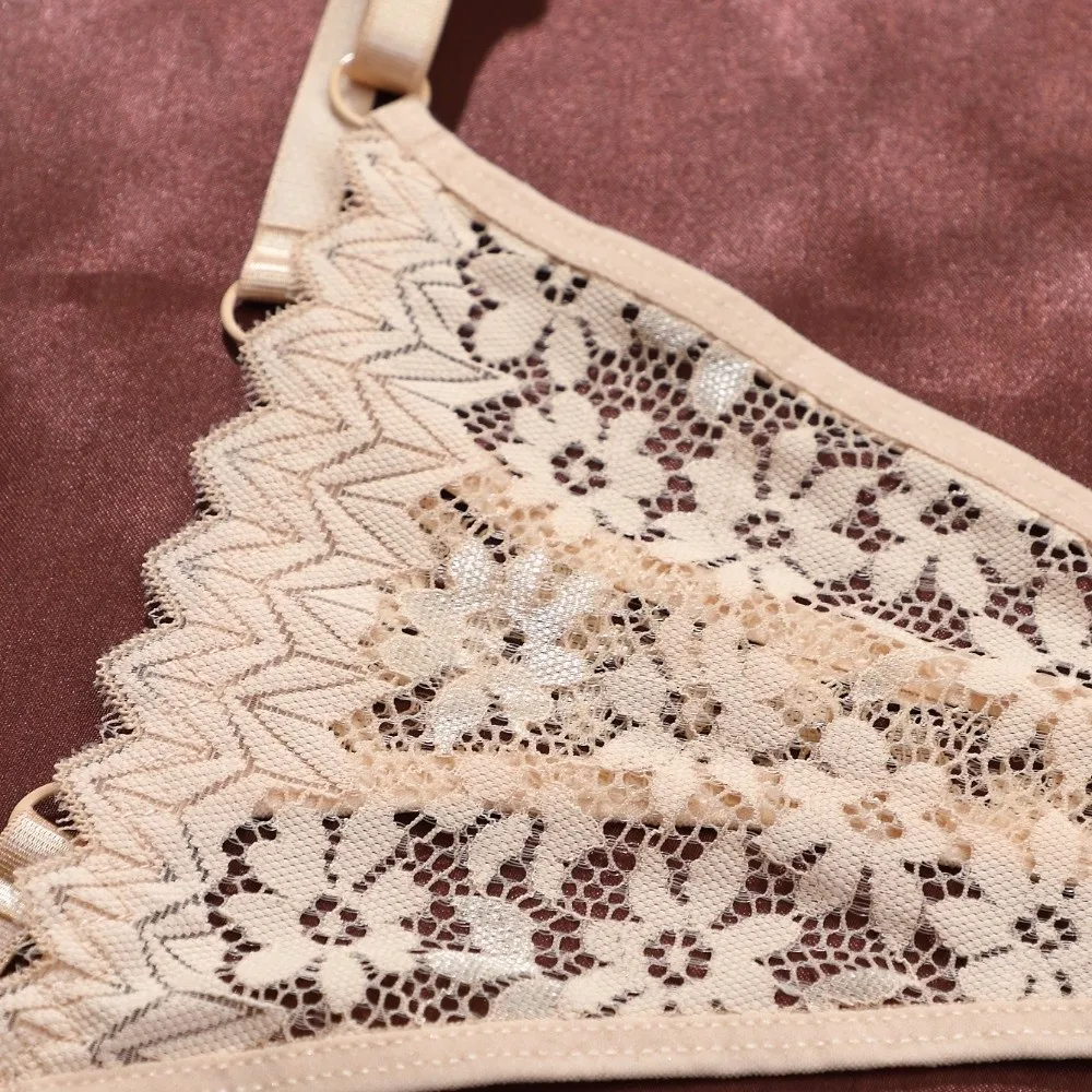 Bequeme, niedrig geschnittene Spitzen-Stringhöschen mit Blumenmuster, weiche, einfarbige, verstellbare Gürtel-Slips, Unterwäsche, transparente T-String-Höschen für Mädchen – Detail 10