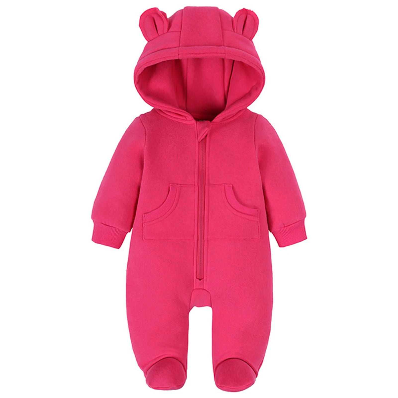 

Toddler Romper Boy Newborn Bear Warmer Snowsuit Cotton Fleece Hooded Romper Jumpsuit Winter Coat Outfits Twin First Birthday