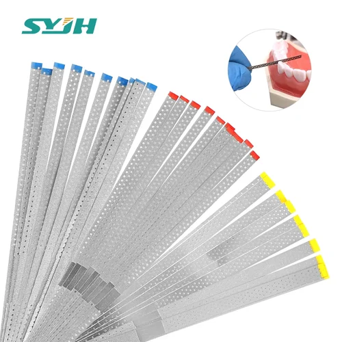 Imagen 1 del producto 10 unids/caja tiras de pulido de diamante Dental tira IPR de ortodoncia de acero inoxidable herramientas de pulido de un solo/doble lado medio fino