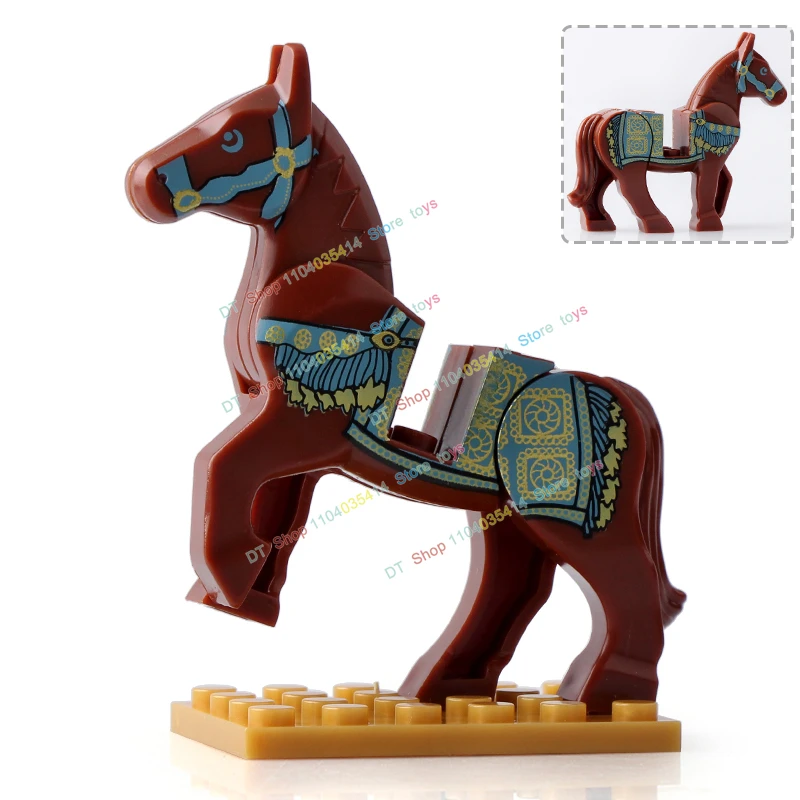 Military Cavalry Mounts Ancient War Horse Saddle Skeleton Horses Wolf Mount Animal Building Blocks Bricks Educational Toys Gifts